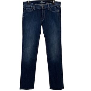 7 For All Mankind Lexie Straight Leg Petite Jeans Dark Wash Denim‎ Size 31